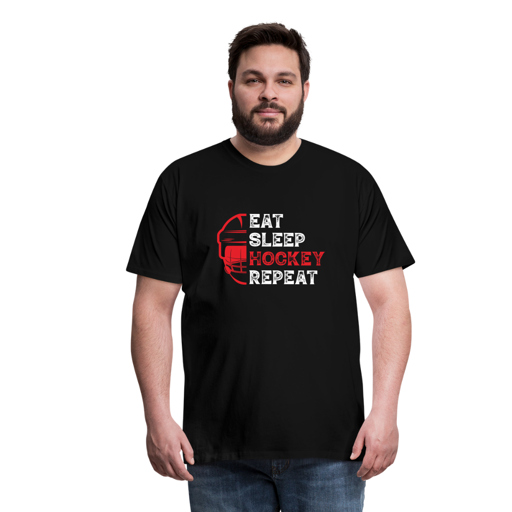 Männer T-Shirt EAT, SLEEP, HOCKEY, REPEAT - Schwarz