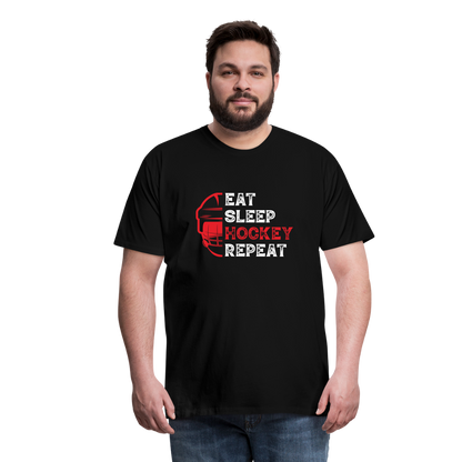 Männer T-Shirt EAT, SLEEP, HOCKEY, REPEAT - Schwarz