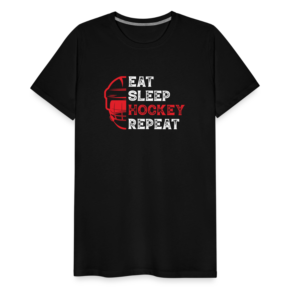 Männer T-Shirt EAT, SLEEP, HOCKEY, REPEAT - Schwarz