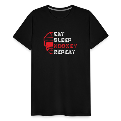 Männer T-Shirt EAT, SLEEP, HOCKEY, REPEAT - Schwarz