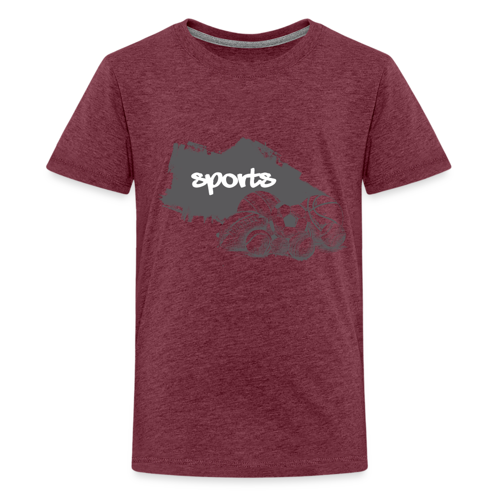 Sportarten Teenager Premium T-Shirt - Bordeauxrot meliert