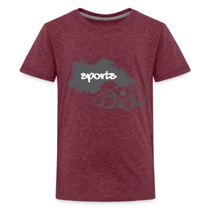 Sportarten Teenager Premium T-Shirt - Bordeauxrot meliert