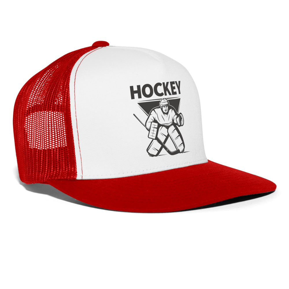 Hockey Goalie Trucker Cap - Weiß/Rot