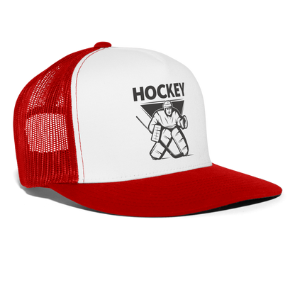 Hockey Goalie Trucker Cap - Weiß/Rot