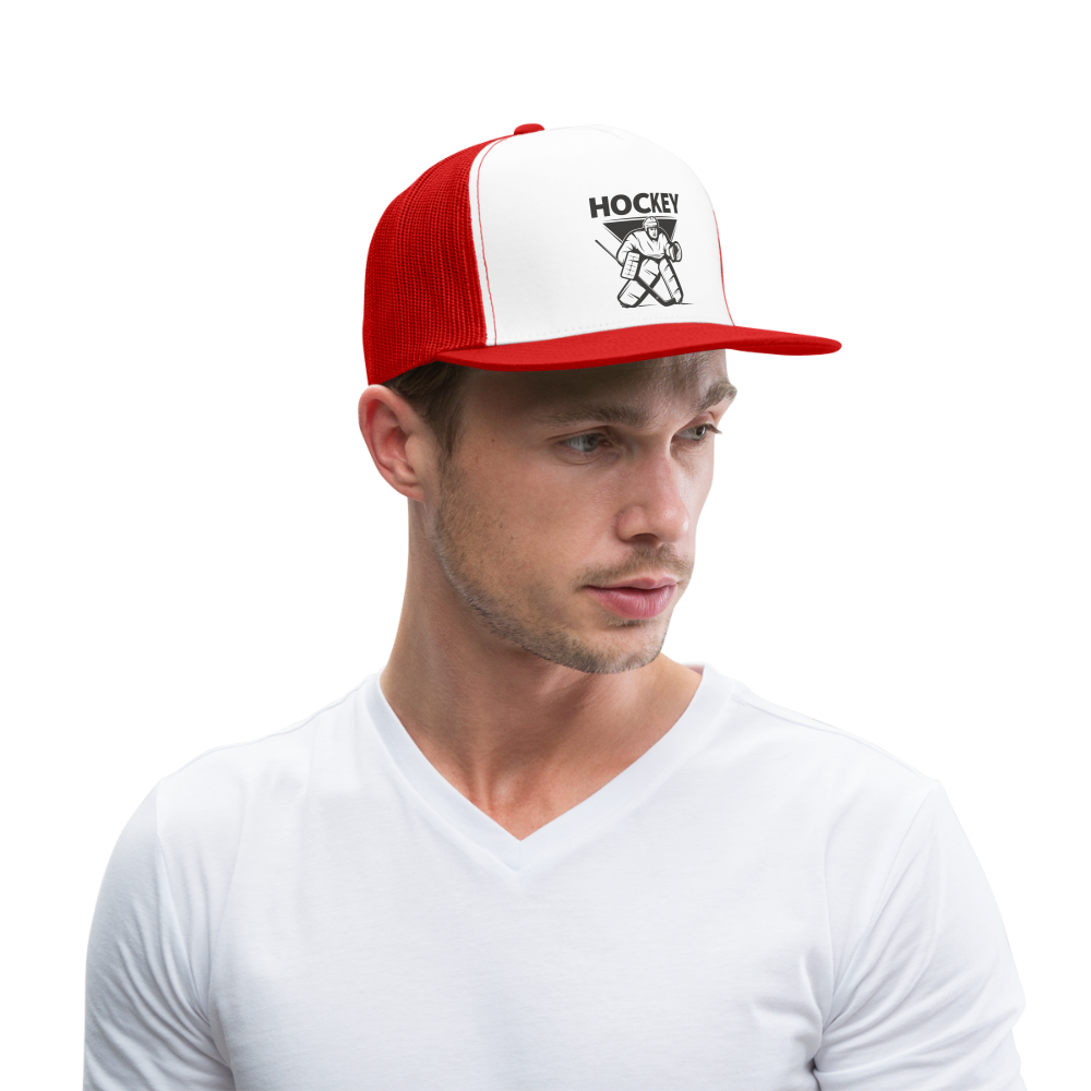 Hockey Goalie Trucker Cap - Weiß/Rot